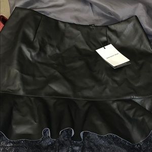 Black Faux leather and lace skirt